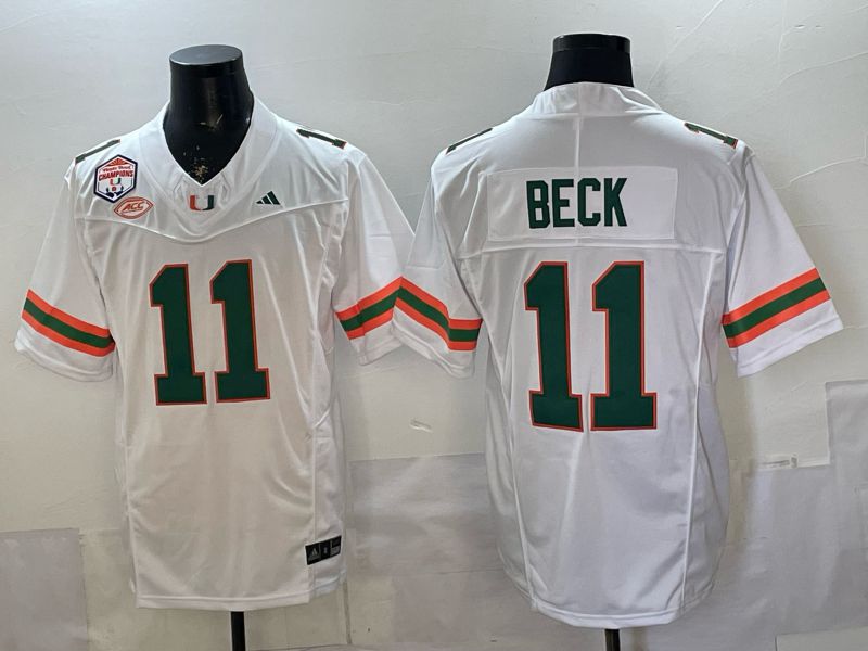 Men 2026 Miami Hurricanes #11 Beck White 3th generations Limited NCAA Jersey 0013->ncaa teams->NCAA Jersey
